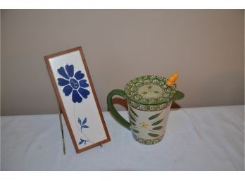 (#72) Temp-tation Covered Coffee /tea Cup, Ceramic Wall Decor Plaque
