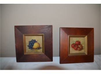 (#54) Wood Framed Fruit Wall Decor 8.5x8