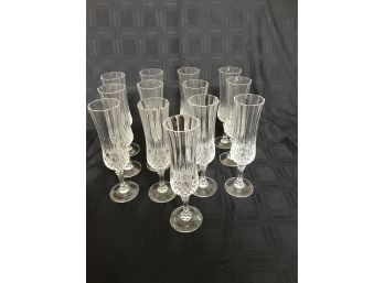 (224) Crystal Cut Champagne Glasses (set Of 13)