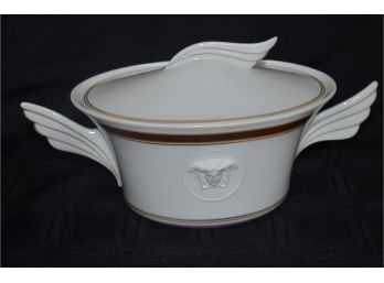(#47)  VERSACE Rosenthal Studio Linie Medaillon Meandre D'or - Small Oval Covered Casserole 13.5x6.5
