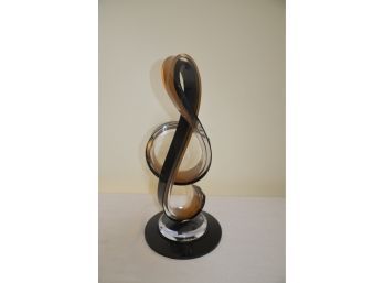 (#13) Lucite Contemporary Music Note Sculpture Black, Brown 20'H - Removable Swivel Base