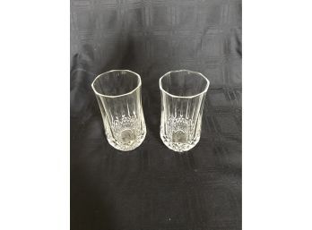 (225) Crystal Cut Water Glasses (Pair)