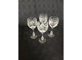 (220)  Crystal Cut Wine Glasses(set Of 4)