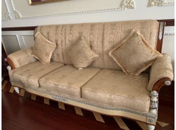 Custom Made Living Room Sofa Wood And Silver Accent Details