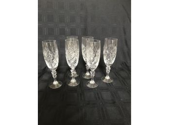 (219) Chrystal Cut Champagne Glasses (set Of 6)