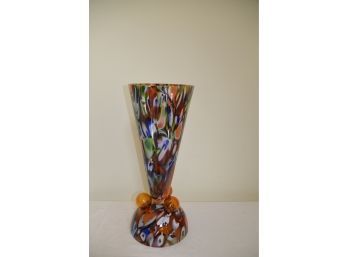 (#7) Multi-colored Hand Blown Art Glass Vase 23'H