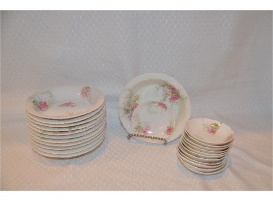 (#2)  Limoges Theodore Haviland Pink Rose Bone China Dessert Bowls (12) Dipping Bowls (12-1 Chipped)