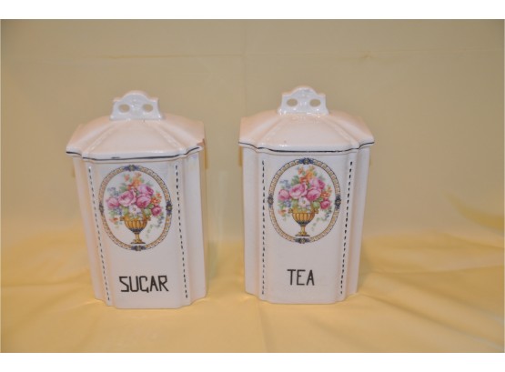 (#5) Antique Czechoslovia Sugar And Tea Decanter (inside Lid Chip)