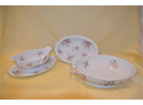 Limoges Theodore Haviland Pink Rose Bone China Serving Pieces (3)