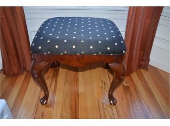 (#79) Traditional Wooden Legs Upholstered Ottoman Foot Resting Stool Bench