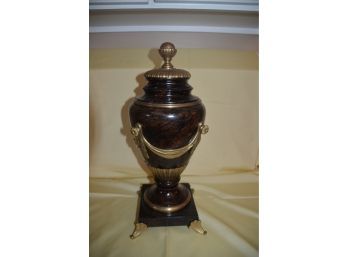 (#21) Heavy Brass Covered Decorative Pillar Candle / Urn 18'H