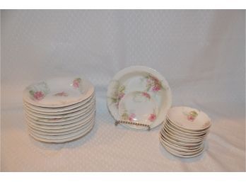 (#2)  Limoges Theodore Haviland Pink Rose Bone China Dessert Bowls (12) Dipping Bowls (12-1 Chipped)