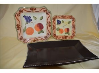 (#10) Medici Tabletop Ceramic Square Serving Platters And Tray (3)