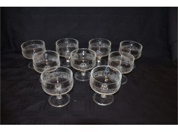 (#89) Glass Pedestal Dessert Cups (9)