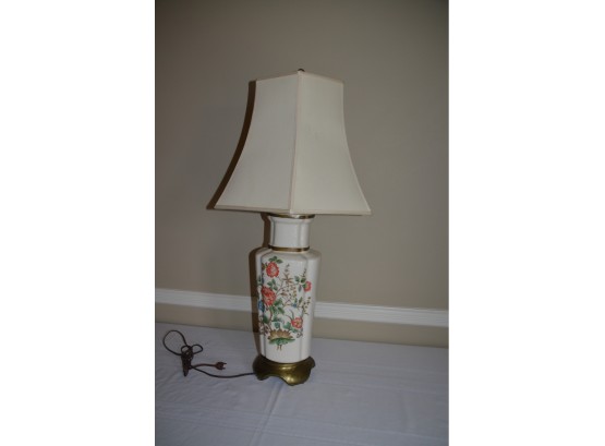 ((#14) Floral Design Ceramic Hand-painted Table Lamp 32.5'H