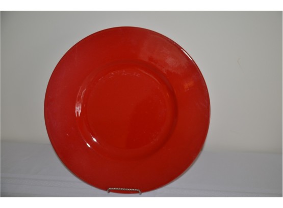 (#21) Waechterbach German Red Ceramic Serving Round 13.5' Platter
