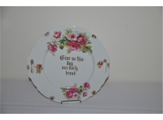 (#104) 'give Us This Day' Decorative Rose Rim Plate 11'
