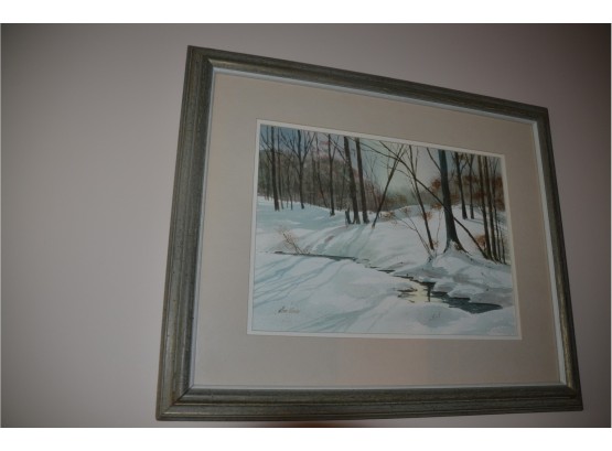(#181) Framed Signed Artist Allen Ulmer Original Artist 22x18 Winter Scene
