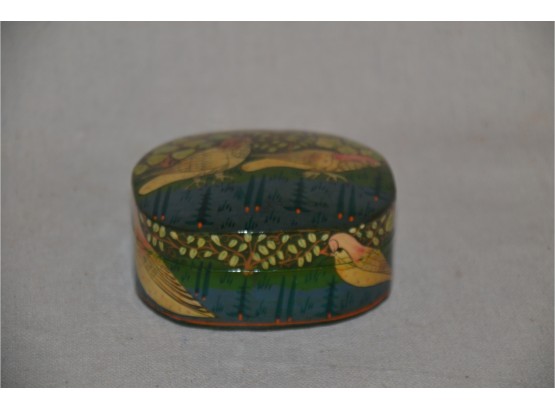 (#39B) Hand-painted Trinket Box Paper Mache Lacquered Made In Indian