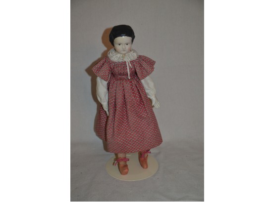 (#63B) Beautifully Crafted Dressed Porcelain Head Doll With Cloth Body,