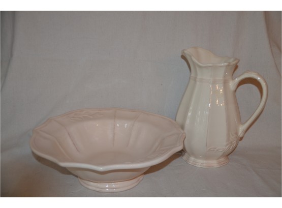 (#29B) Charter Club Creamer Ceramic Washbowl And Pitcher