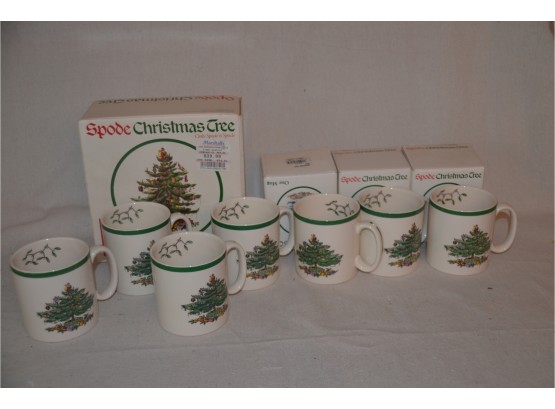 (#55B) Spode Christmas Tree Mugs (7 Mugs)