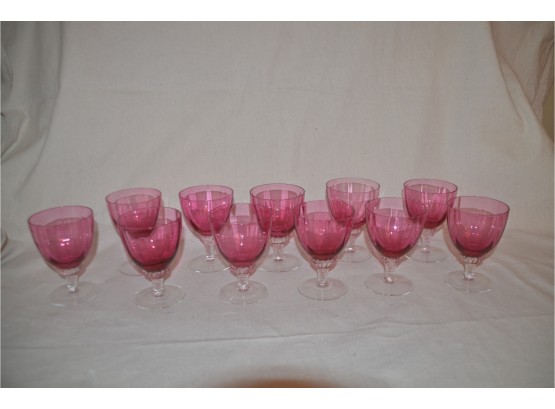 (#27B) Cranberry Drinking Glasses 11 Wine 4.5'H (chipped Edge On 3)