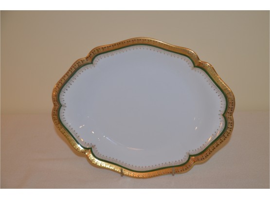 (#19) Limoges Oval Gold Border Serving Platter 11'x 9'
