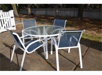 Outdoor Patio Table And 4 Sling Back Chairs