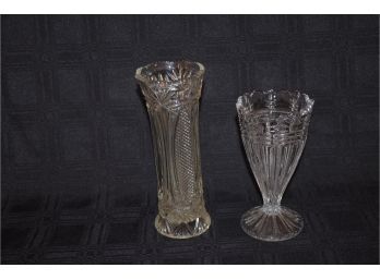 (#47) Vintage Glass 8' Vase And 6'