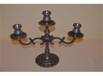 (#69) Pewter 3 Arm Candelabra Made In Italy Metal ARS