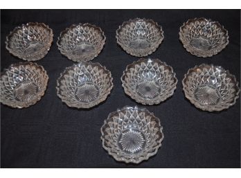 (#49) Vintage Glass Dessert Bowls 9 Of Them