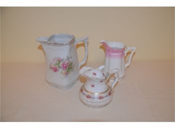 (#31) Antique German Creamer Pitcher 7' And 5'