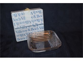 (#59) Villeroy & Boch Crystal Glass Square Ribbed Serving Center Piece Bowl 8x8 With Box