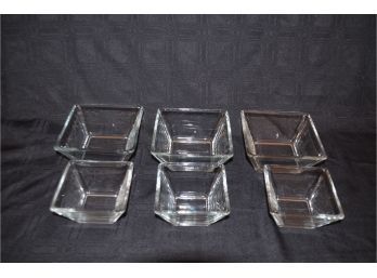 (#60) Individual Square Glass Bowls 5' And 4' (6 Of Them)