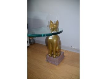(#83) Unique Art Deco 80's Lawrence Levine Design Cat Sculptural Side Table 23.5'H