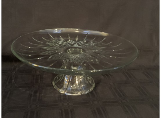 (#62) Crystal Glass Pedestal Cake Plate 12'Round