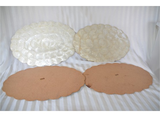 (#150B) Genuine Shell-craft Mother Of Pearl Shell Placemats 19x13 Made In Philippines (4 Of Them)