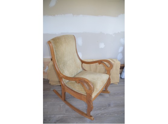 Antique Upholstered Rocking Chair (1 Arm Loose)