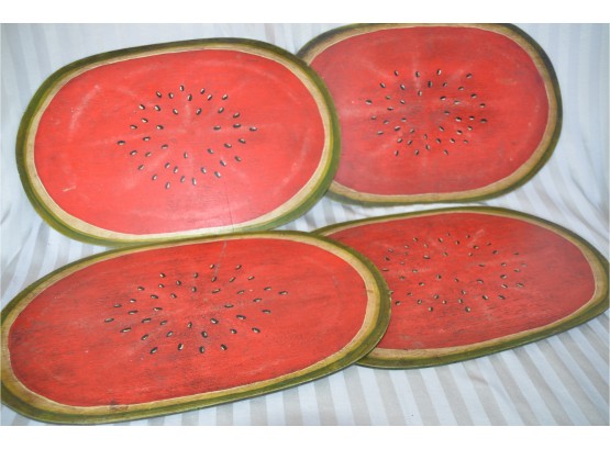 (#152) Wood 4 Watermelon Oval Placements Sarreid Ltd. 22x14