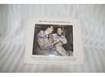 (#132) Signed 8x10 Ralph Branca Shares Moment With Bobby Thomson Historic Homerun Oct. 1951