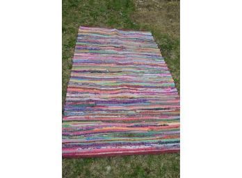 (#140) Cotton Braided Rag Handloom Multicolored Area Runner Rug 66x39