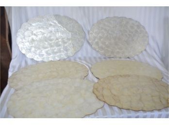 (#151) Genuine Shell-Craft Mother Of Pearl Shell Placemats 19x13 Made In Philippines (6 Of Them)