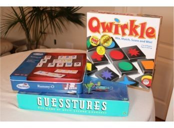 Qwirkle 'parents Choice' NEW, Both Guesstures & Rummy O Tiles Gently Used