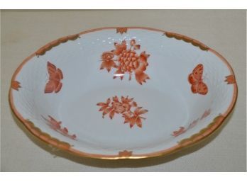 (#40) Herend Fortuna Orange Butterflies Rust OVAL VEGETABLE BOWL 10' Hungary Hand-painted