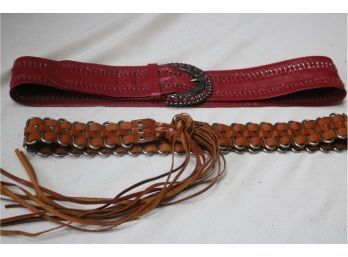 2 Genuine Leather Belts - Adjustable Size