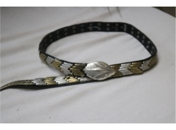 Snakehead, Scale & Tail Solid Brass & Silver Metal Belt - Adjustable Size Small