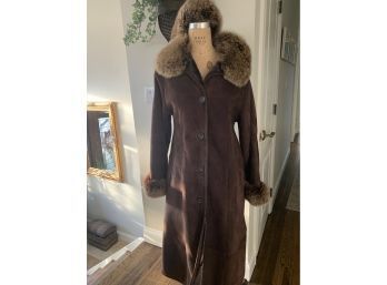 Ike & Jack 100 Percent Shearling Coat Fur Trim And Fur Trim Headband Large