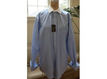 Tasso Elba Non-iron Regular Fit 15.5 34/35 100 Cotton White Collar & Cuff Links Men's Dress Shirt