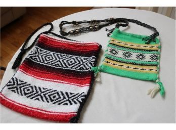 2 Aztec Cloth Crossbody Bags
